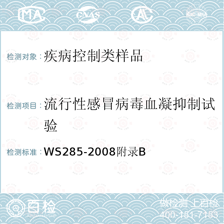 流行性感冒病毒血凝抑制试验 流行性感冒诊断标准