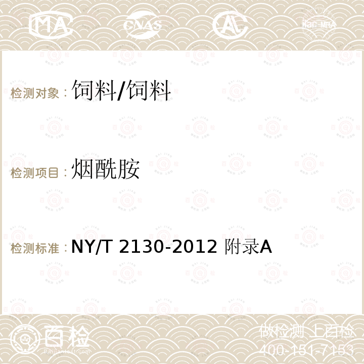 烟酰胺 饲料中烟酰胺的测定 高效液相色谱法/NY/T 2130-2012 附录A