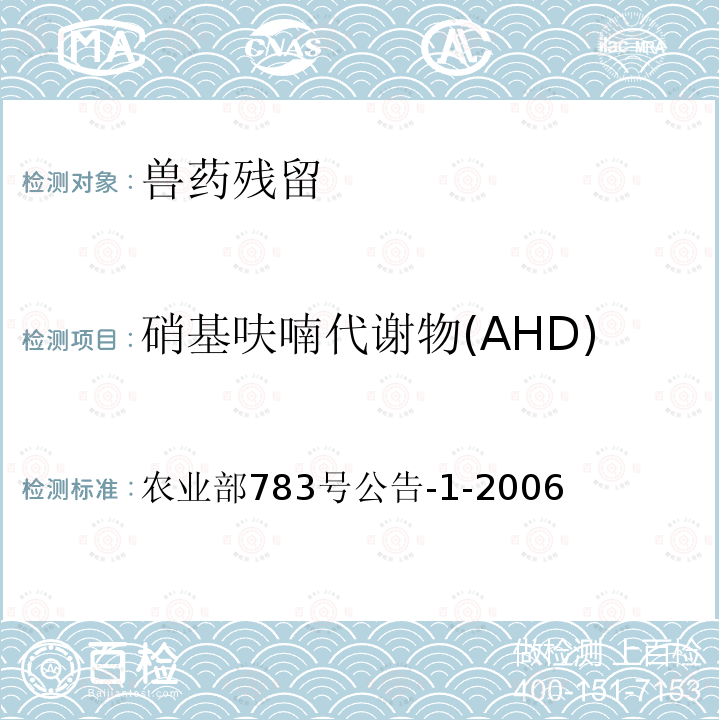 硝基呋喃代谢物(AHD) 水产品中硝基呋喃类代谢物残留量的测定 液相色谱-串联质谱法