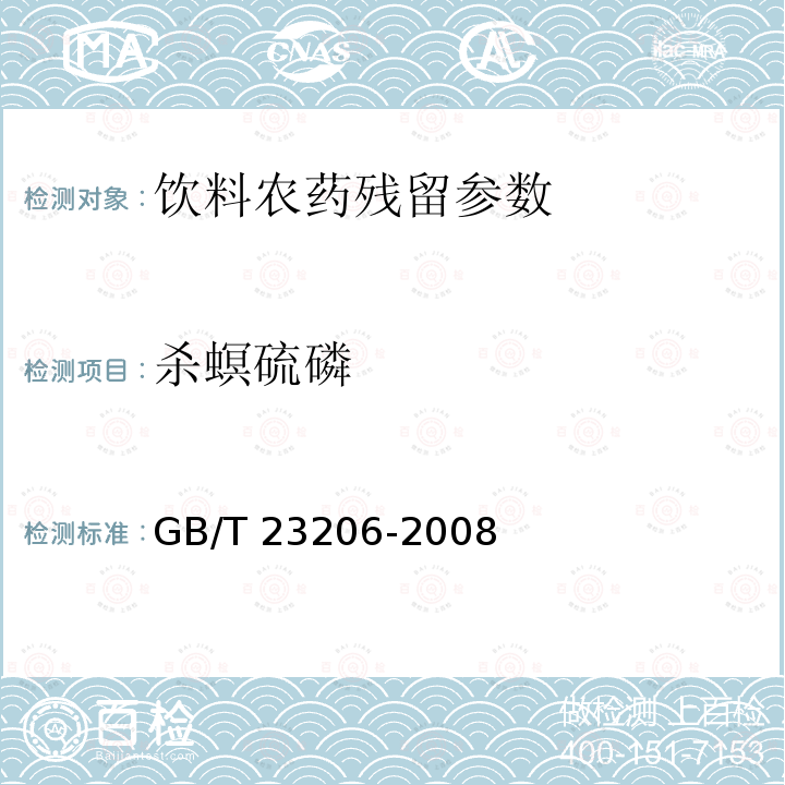 杀螟硫磷 果蔬汁、果酒中512种农药及相关化学品残留量的测定 液相色谱-串联质谱法 GB/T 23206-2008