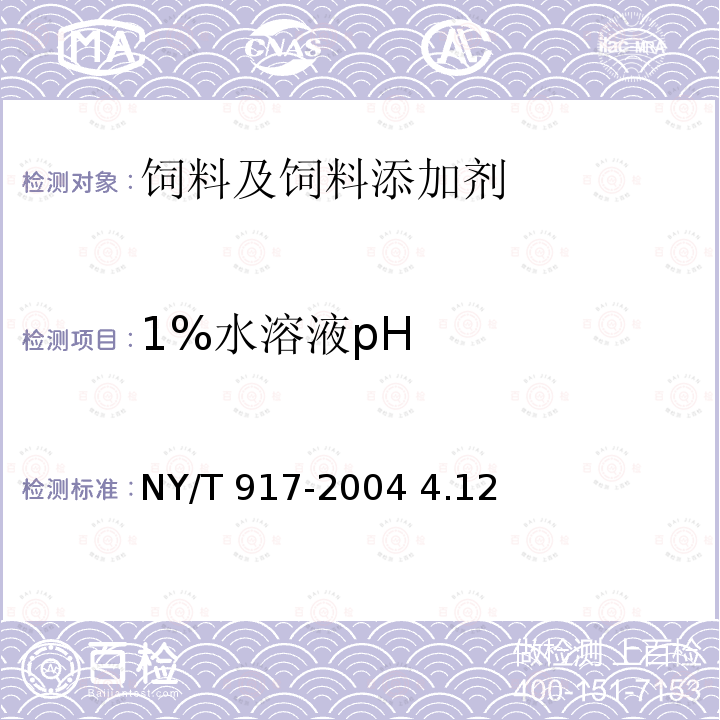 1%水溶液pH 饲料级磷酸脲 NY/T 917-2004 4.12