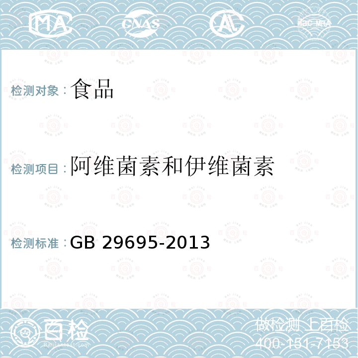 阿维菌素和伊维菌素 食品安全国家标准 水产品中阿维菌素和伊维菌素多残留的测定高线液相色谱法 GB 29695-2013