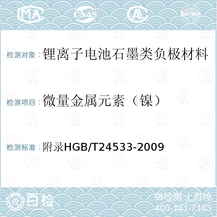 微量金属元素（镍） 附录HGB/T24533-2009 锂离子电池石墨类负极材料