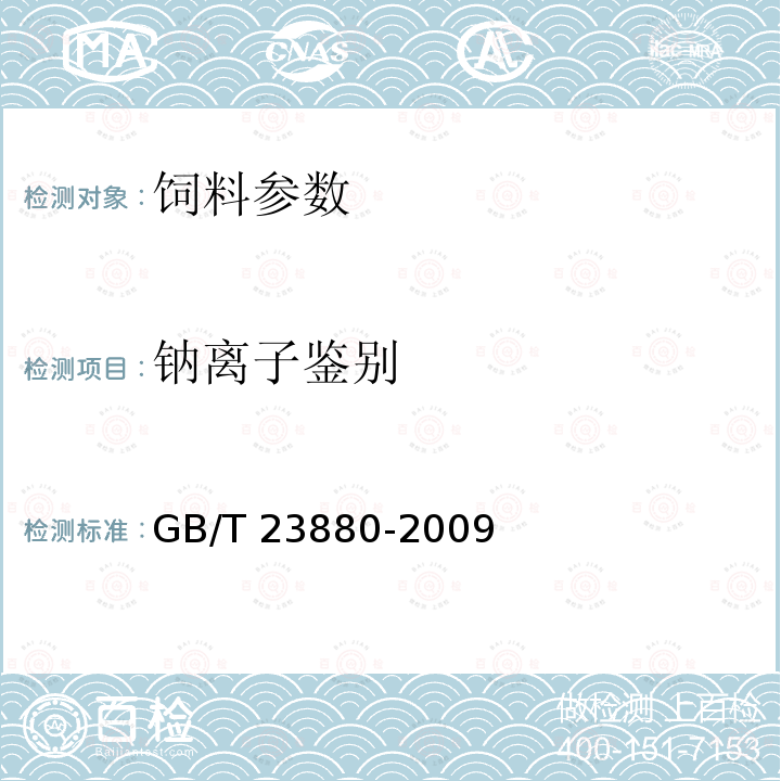 钠离子鉴别 GB/T 23880-2009 饲料添加剂 氯化钠