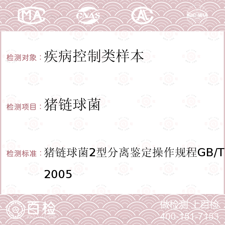 猪链球菌 猪链球菌2型分离鉴定操作规程
GB/T 19915.2-2005