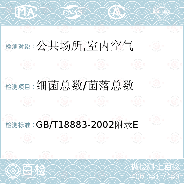 細(xì)菌總數(shù)/菌落總數(shù) 室內(nèi)空氣質(zhì)量標(biāo)準(zhǔn)