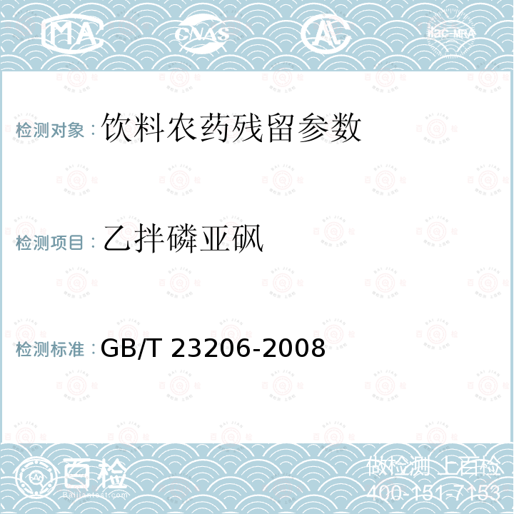 乙拌磷亚砜 果蔬汁、果酒中512种农药及相关化学品残留量的测定 液相色谱-串联质谱法 GB/T 23206-2008