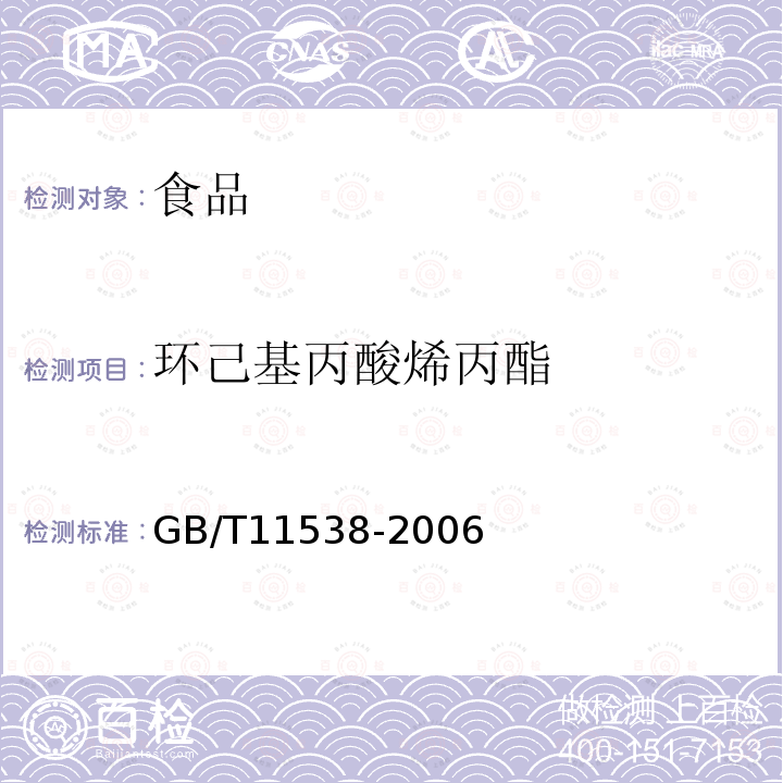 环己基丙酸烯丙酯 精油 毛细管柱气相色谱分析 通用法 GB/T11538-2006