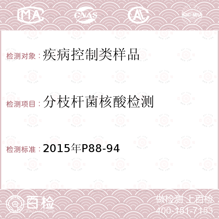 分枝杆菌核酸检测 2015年P88-94 中国防痨协会编著 结核病实验检验规程 传统实时荧光定量PCR检测