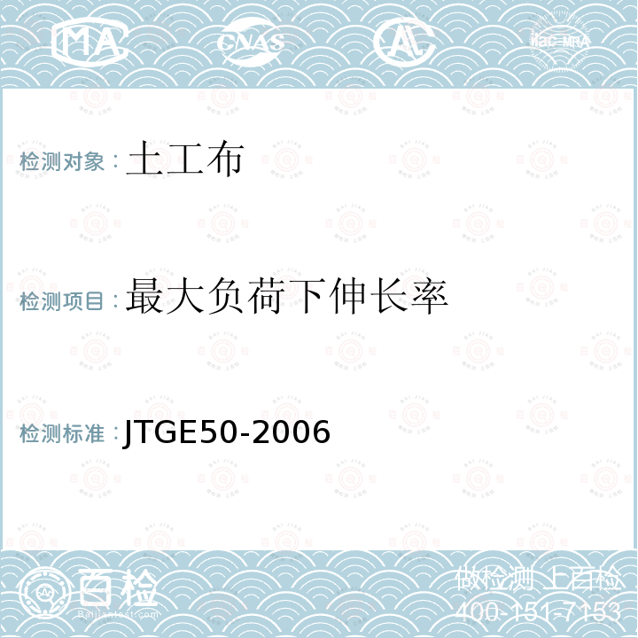 最大负荷下伸长率 T 1121-2006 公路工程土工合成材料试验规程 