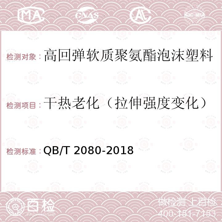 干热老化（拉伸强度变化） 高回弹软质聚氨酯泡沫塑料QB/T 2080-2018