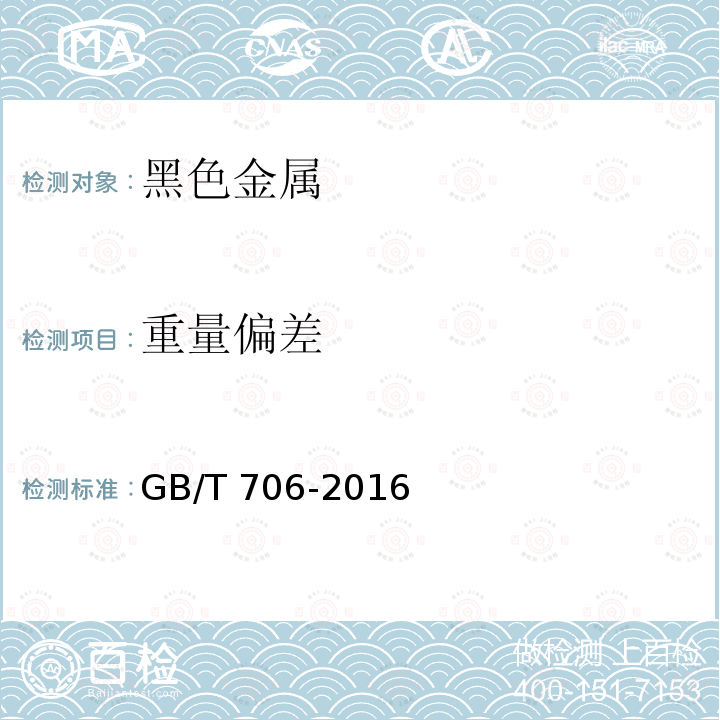 重量偏差 热轧型钢GB/T 706-2016　4
