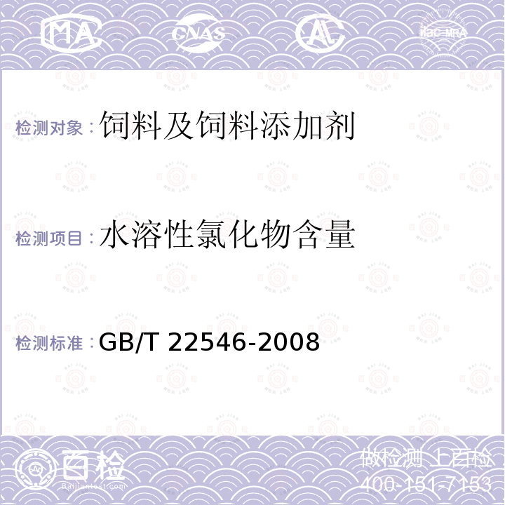 水溶性氯化物含量 饲料添加剂 碱式氯化锌 GB/T 22546-2008
