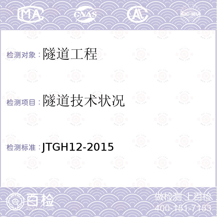 隧道技术状况 公路隧道养护技术规范 JTGH12-2015