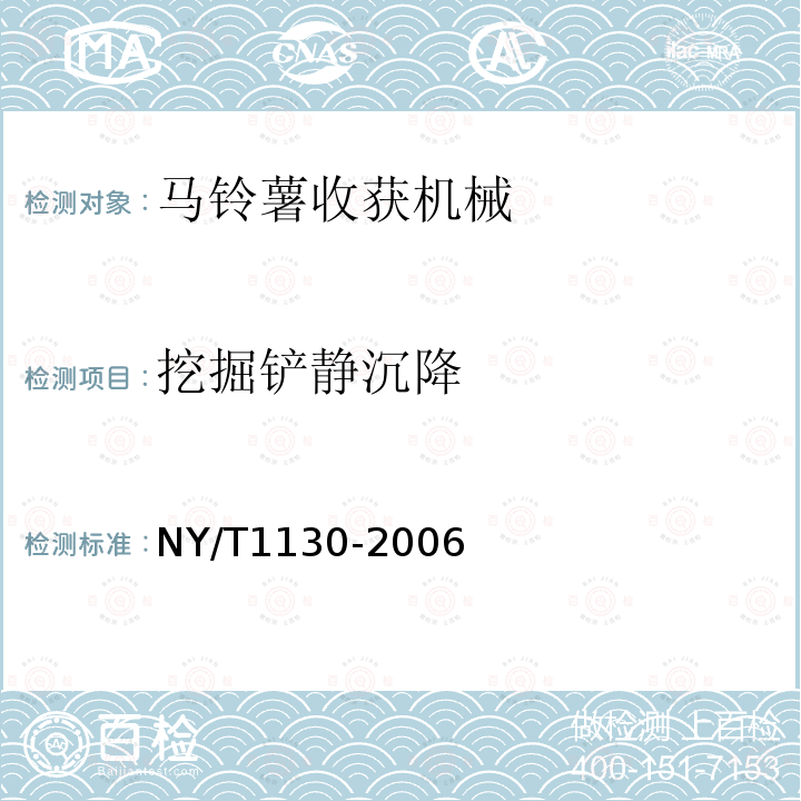 挖掘铲静沉降 马铃薯收获机械NY/T1130-2006