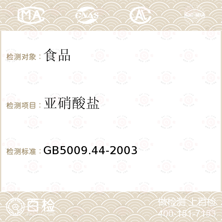 亚硝酸盐 肉与肉制品卫生标准的分析方法GB5009.44-2003