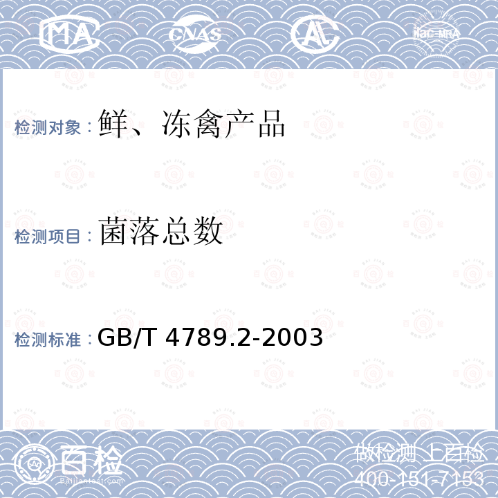 菌落总数 食品卫生微生物学检验 菌落总数测定 GB/T 4789.2-2003