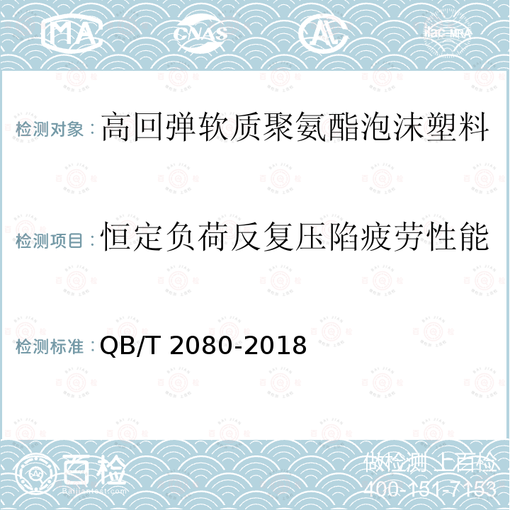 恒定负荷反复压陷疲劳性能 高回弹软质聚氨酯泡沫塑料QB/T 2080-2018