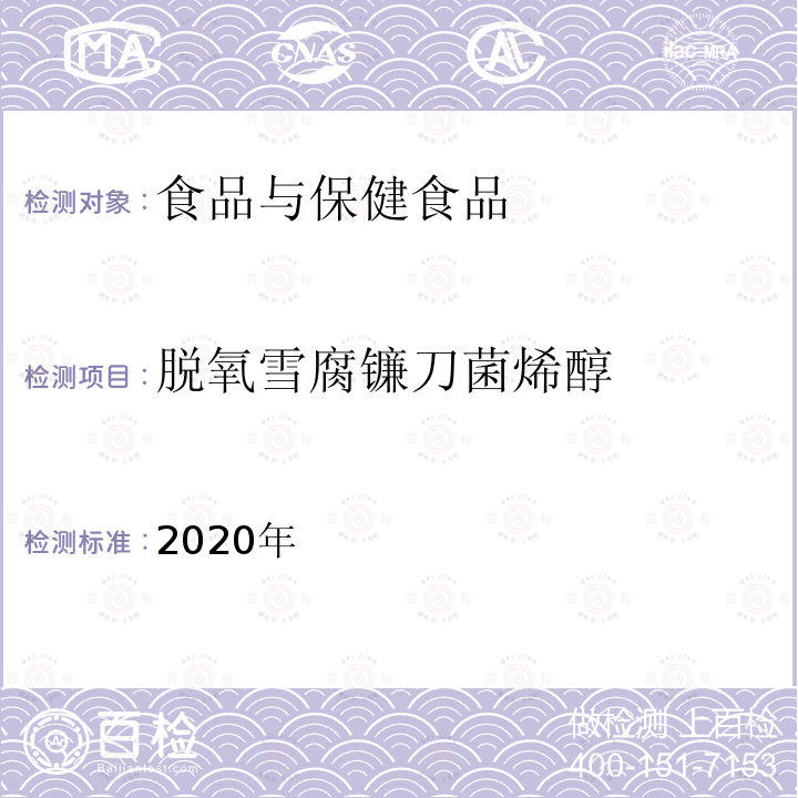 脱氧雪腐镰刀菌烯醇 2020年国家食品污染物和有害因素风险监测工作手册 