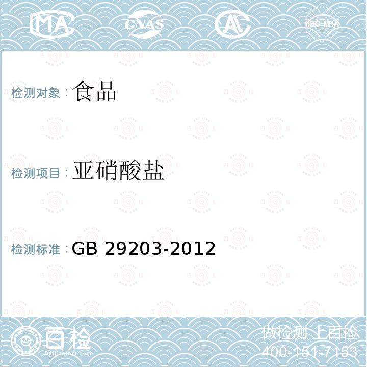 亚硝酸盐 食品安全国家标准 食品添加剂 碘化钾 GB 29203-2012