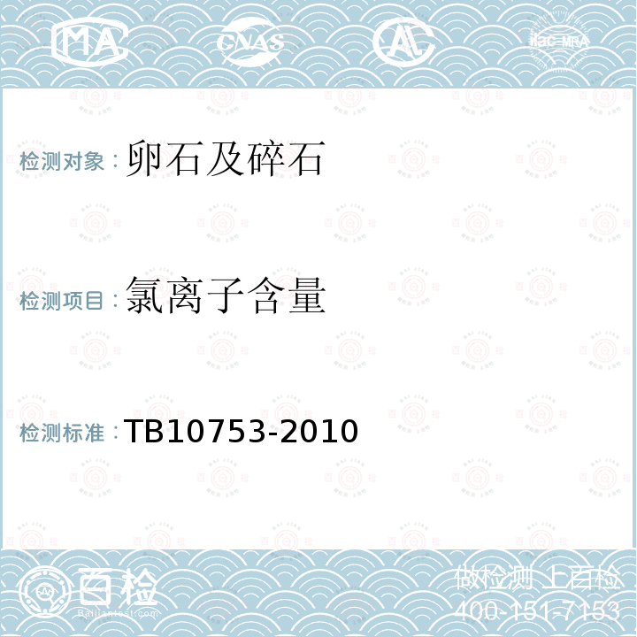 氯離子含量 高速鐵路隧道工程施工質量驗收標準 附錄D