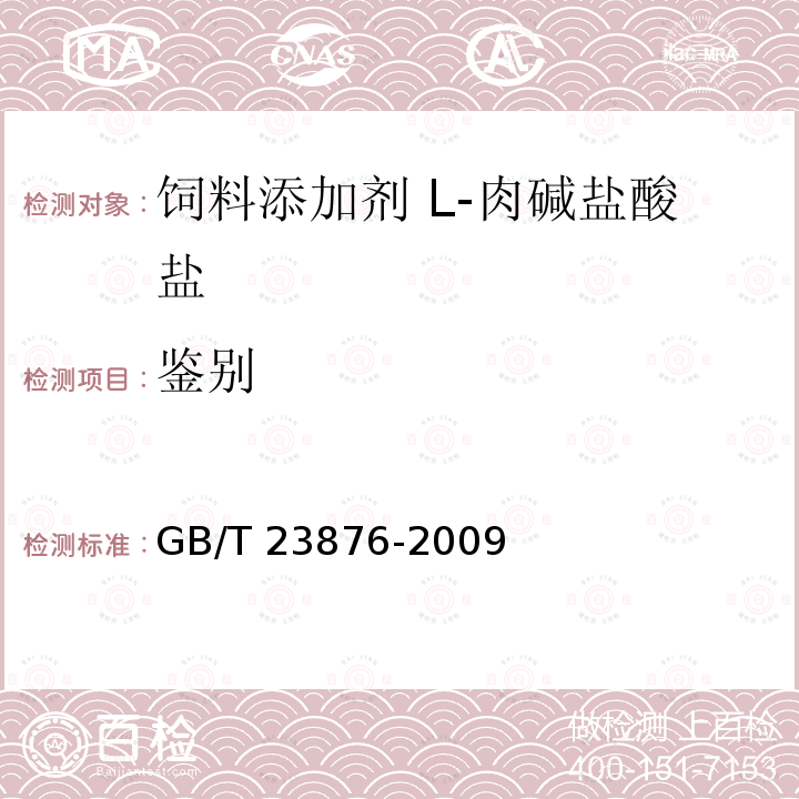 鉴别 饲料添加剂 L-肉碱盐酸盐 GB/T 23876-2009中的4.3