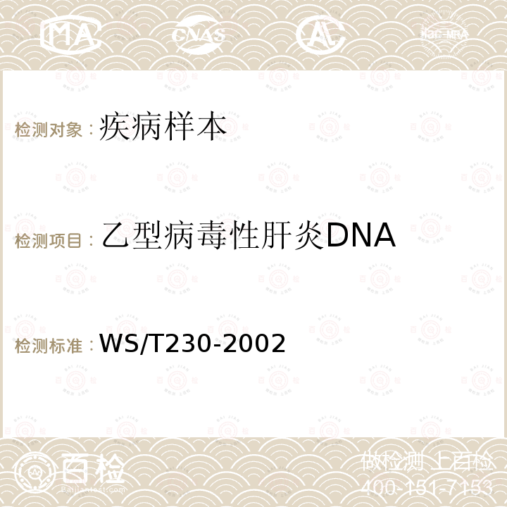 乙型病毒性肝炎DNA WS/T 230-2002 临床诊断中聚合酶链反应(PCR)技术的应用