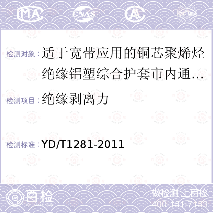 绝缘剥离力 适于宽带应用的铜芯聚烯烃绝缘铝塑综合护套市内通信电缆