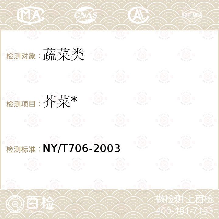 芥菜* NY/T 706-2003 加工用芥菜