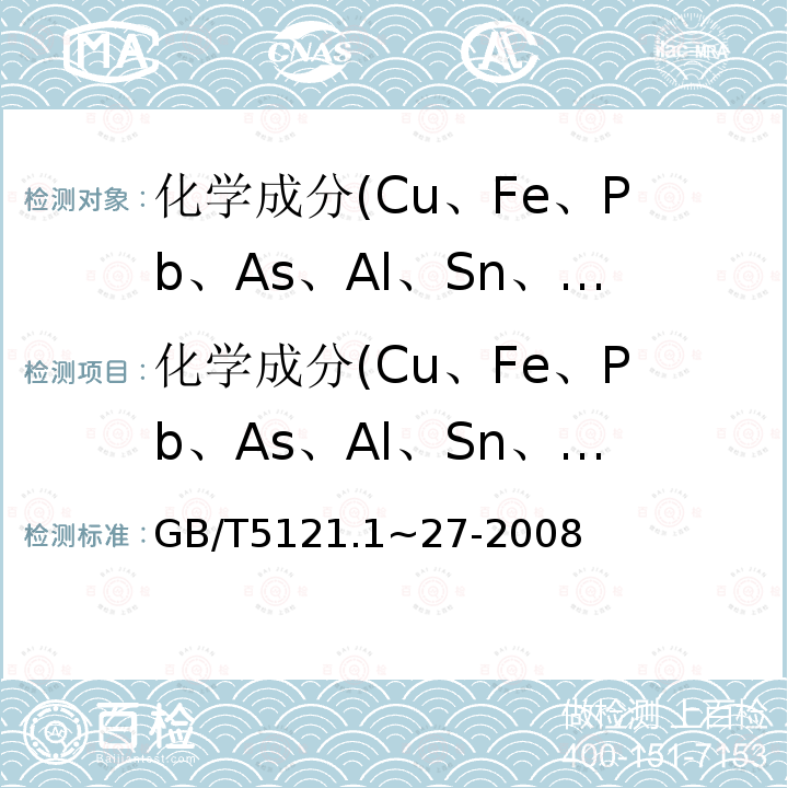 化学成分(Cu、Fe、Pb、As、Al、Sn、Zn、Mn、Ni) 铜及铜合金化学分析方法