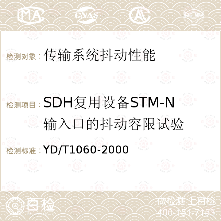 SDH复用设备STM-N输入口的抖动容限试验 光波分复用系统（WDM）技术要求—32×2.5G部分