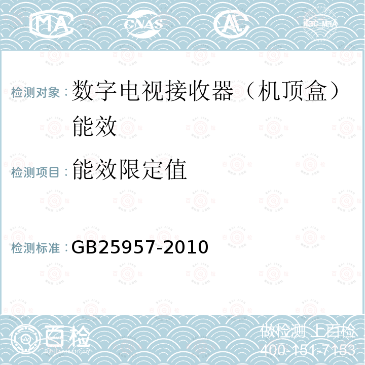 能效限定值 数字电视接收器（机顶盒）能效限定值及能效等级