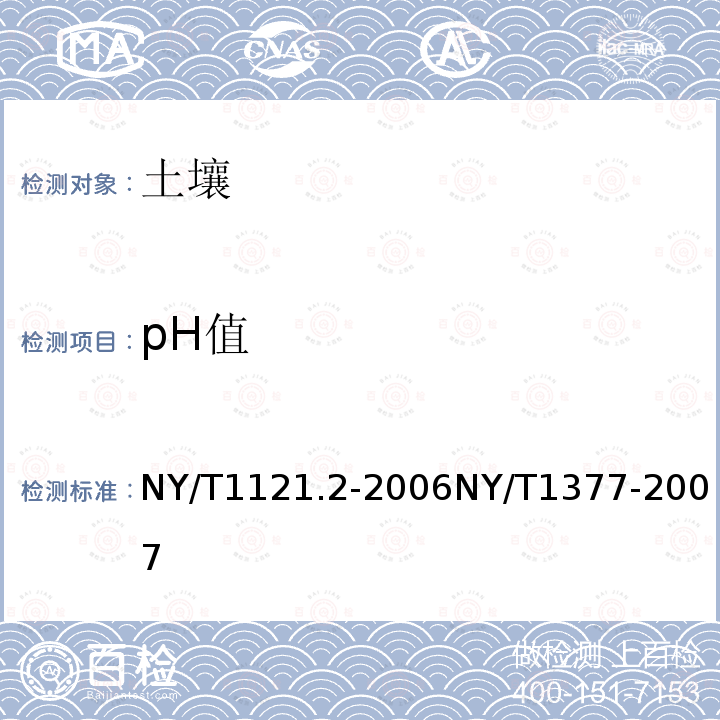 pH值 土壤检测 第2部分：土壤pH的测定;土壤中pH值的测定