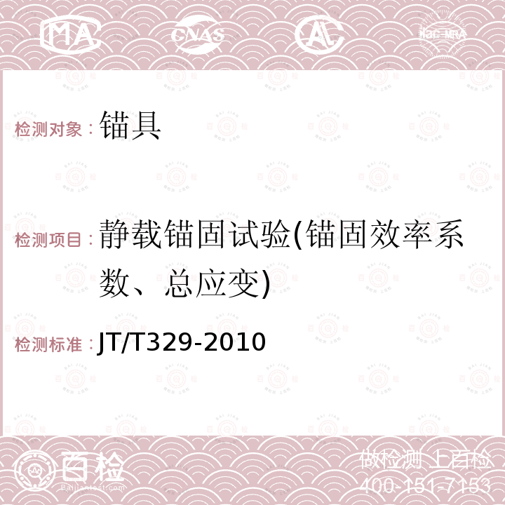 静载锚固试验(锚固效率系数、总应变) 公路桥梁预应力钢绞线用锚具、夹具和连接器