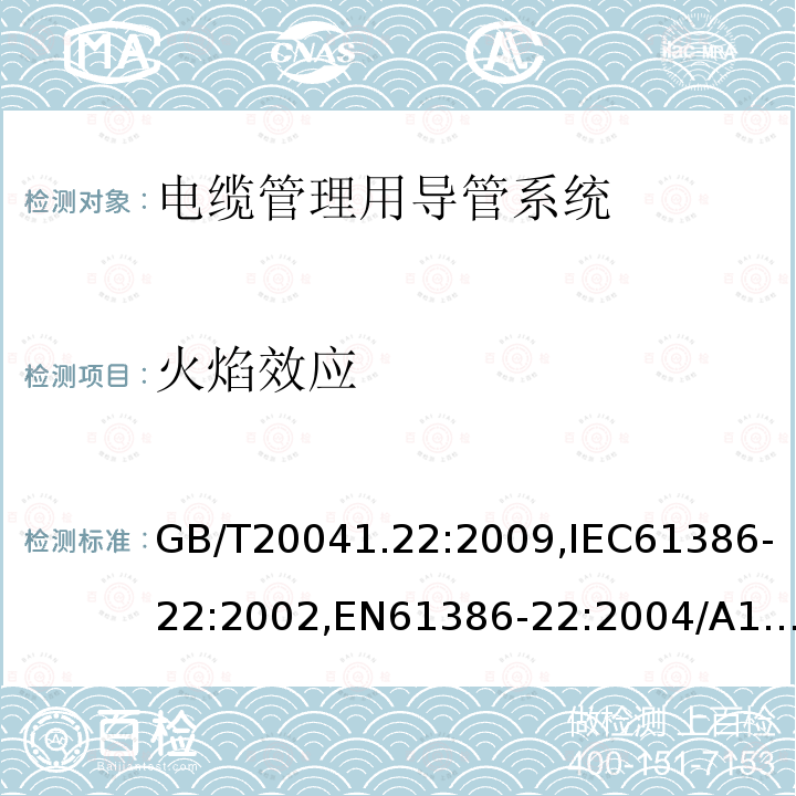 火焰效应 电缆管理用导管系统.第22部分:特殊要求:可弯曲的导管系统