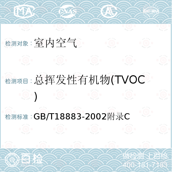 总挥发性有机物(TVOC) 室内空气中总挥发性有机物(TVOC)的检验方法 热解吸/毛细管气相色谱法 室内空气质量标准