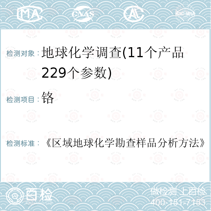 铬 27种主、次、痕元素量的测定全谱直读光谱法 区域地球化学勘查样品分析方法