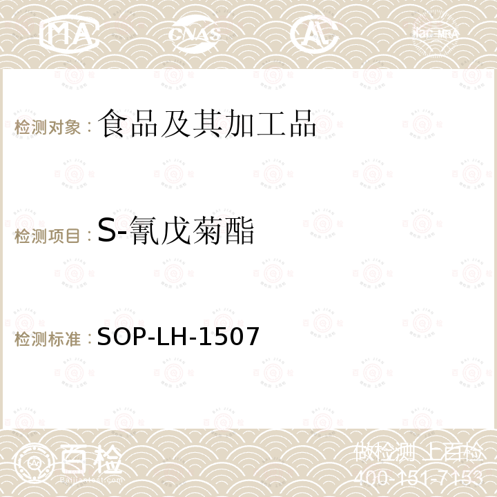 S-氰戊菊酯 食品中多种农药残留的筛查测定方法—气相（液相）色谱/四级杆-飞行时间质谱法