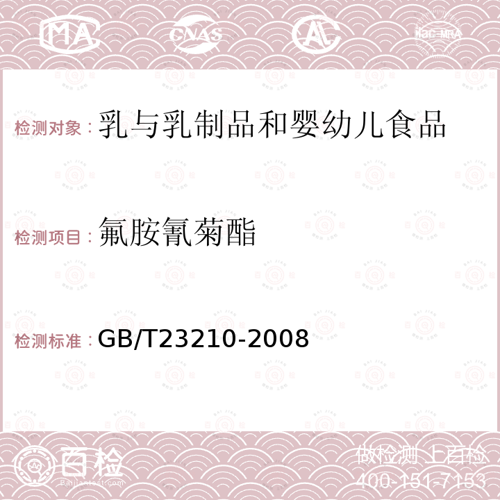 氟胺氰菊酯 牛奶和奶粉中511种农药及相关化学品残留量的测定 气相色谱-质谱法