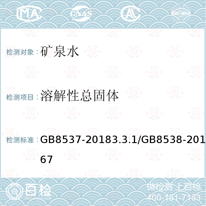 溶解性總固體 食品安全國家標準 飲用天然礦泉水