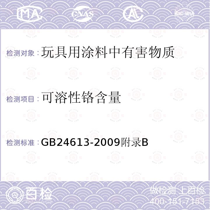 可溶性铬含量 玩具用涂料中有害物质限量