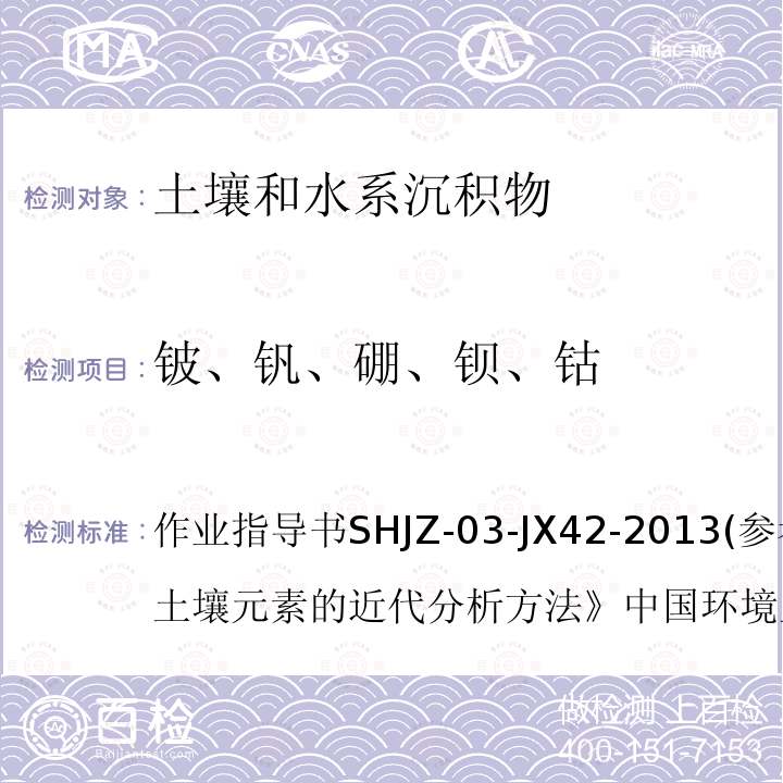 铍、钒、硼、钡、钴 土壤 铍、钒、硼、钡、钴的测定 电感耦合等离子体质谱法