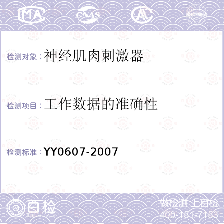 工作数据的准确性 医用电气设备 第2部分神经和肌肉刺激器安全专用要求