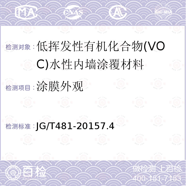 涂膜外观 低挥发性有机化合物(VOC)水性内墙涂覆材料