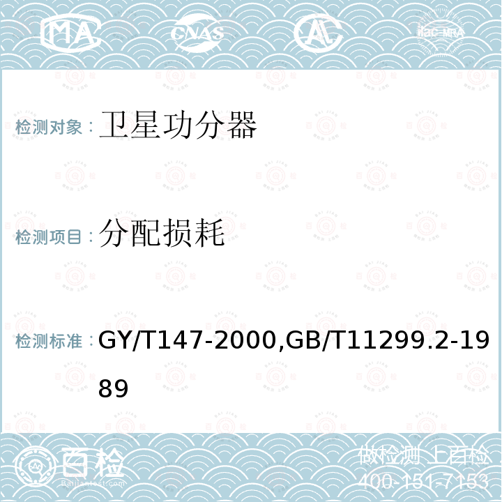 分配损耗 卫星数字电视接收站通用技术要求,
卫星通信地球站无线电设备测量方法第一部分 分系统和分系统组合通用的测量 第二节 射频范围内的测量