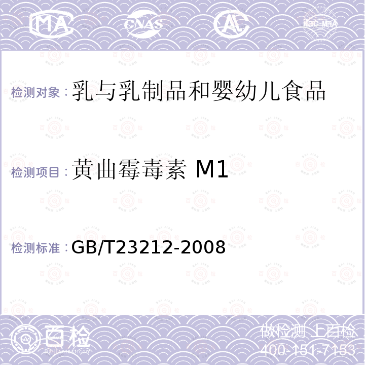 黄曲霉毒素 M1 牛奶和奶粉中黄曲霉毒素B1、B2、G1、G2、M1、M2的测定 液相色谱-荧光检测法