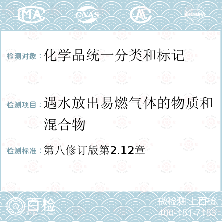 遇水放出易燃气体的物质和混合物 联合国 全球化学品统一分类和标签制度