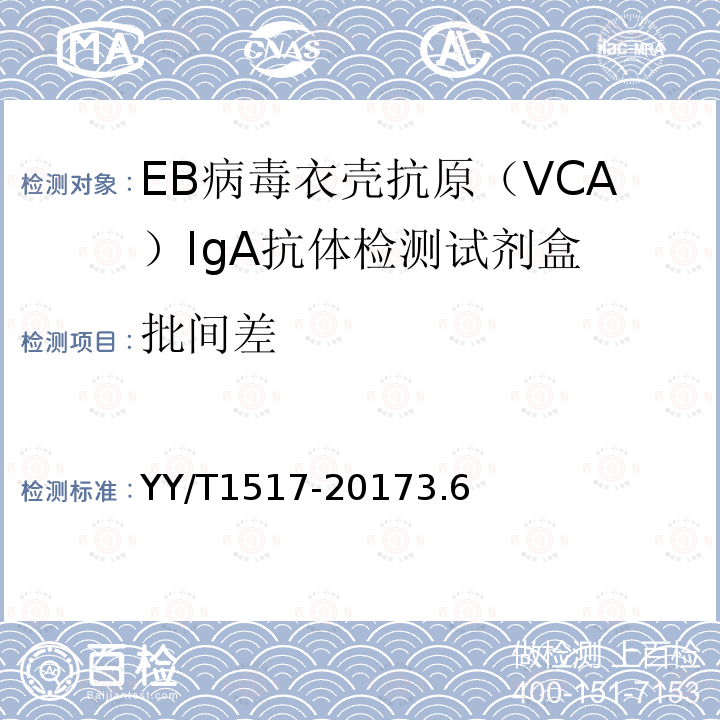 批间差 EB病毒衣壳抗原（VCA）IgA抗体检测试剂盒
