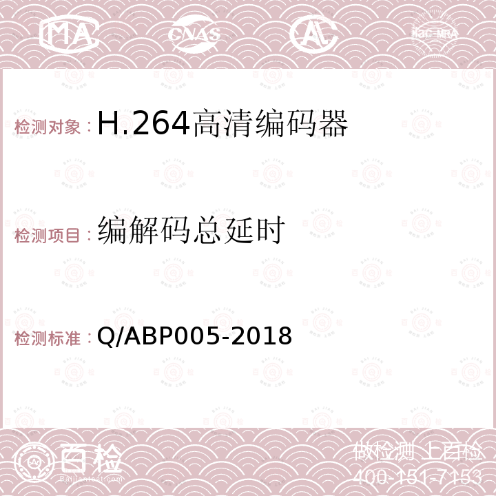 编解码总延时 H.264高清编码器技术要求和测量方法