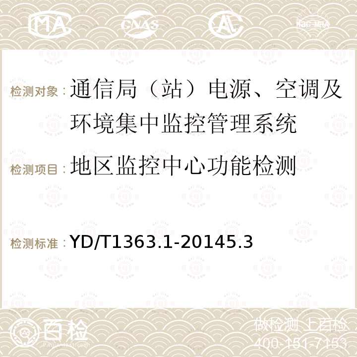 地区监控中心功能检测 通信局（站）电源、空调及环境集中监控管理系统 第1部分：系统技术要求